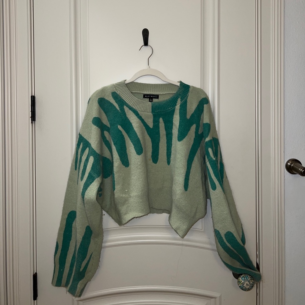 American Threads (Blue Blush) Green Patterned Sweater, Large